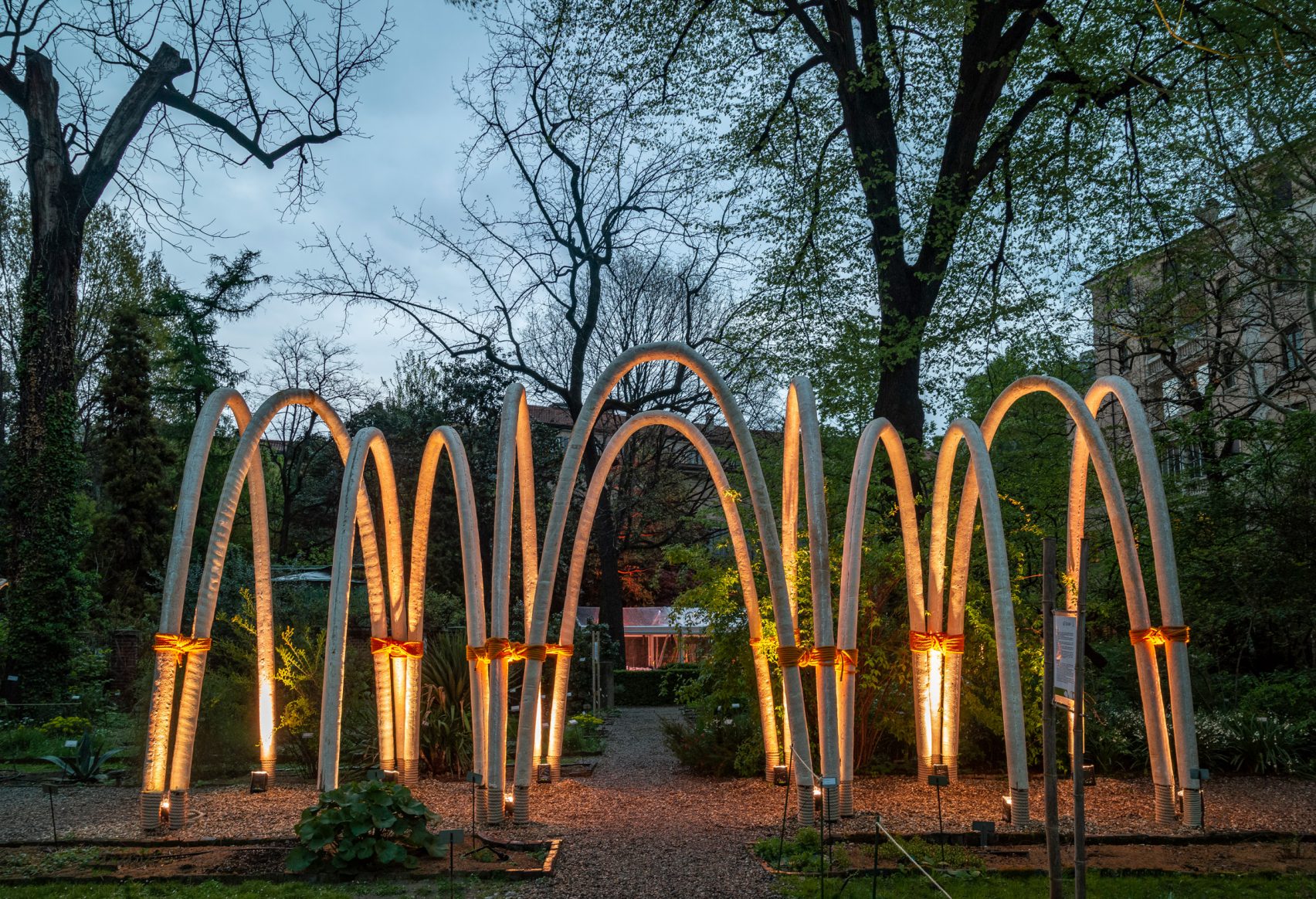 The Circular Garden mycelium pavilion at Orto Botanico Brera, Milan.